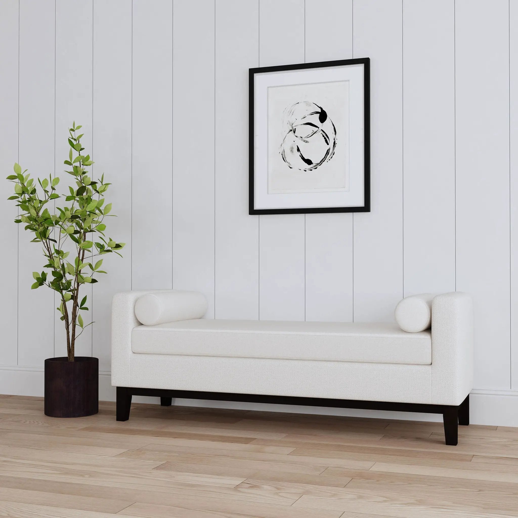 Thomas - Raised Arm Accent Bench - Ivory