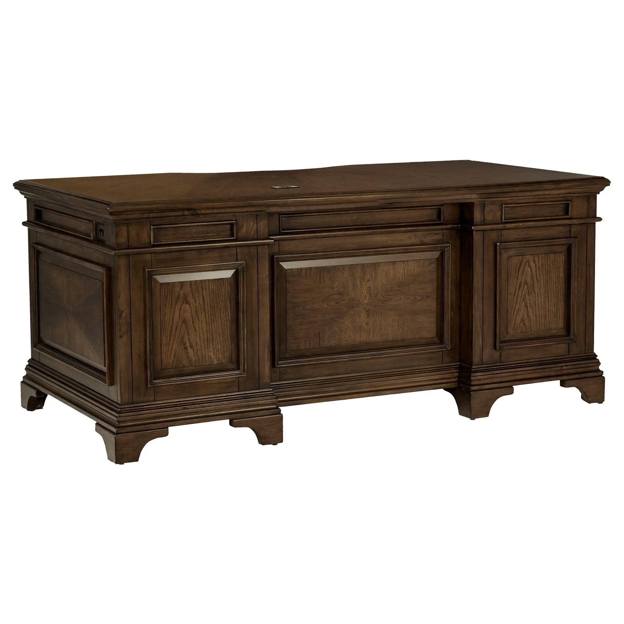 Hartshill 72-inch 7-drawer Executive Desk Burnished Oak by Unique Piece Furniture