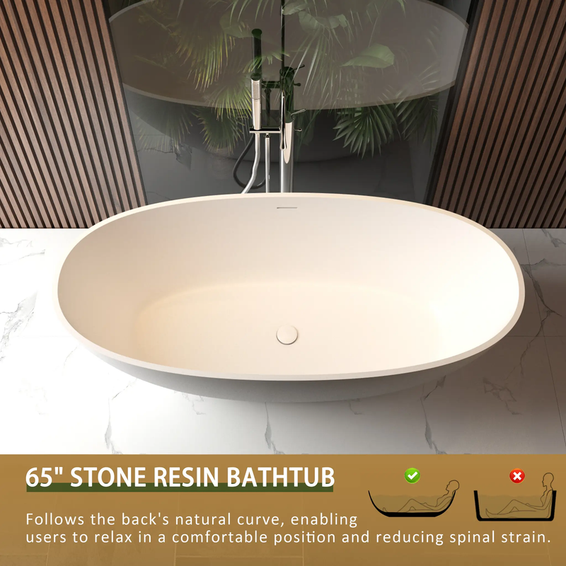 65" Freestanding Solid Surface Bathtub by HouseOfZazla