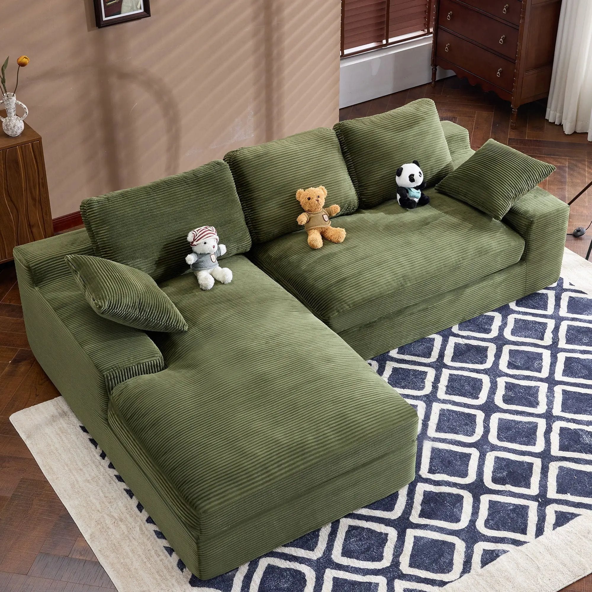 Compressed Sofa With 3 Back Cushions, 2 Throw Pillows by Unique Piece Furniture