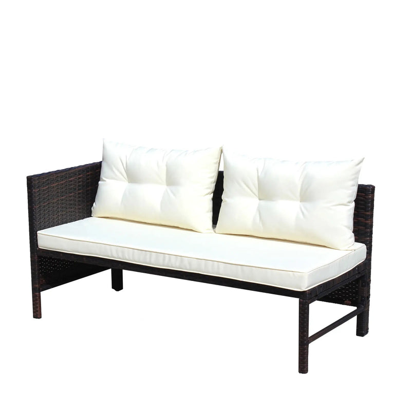 Outdoor Patio Furniture 3-Piece Conversation Set with Wicker Rattan Sectional Sofa by HouseOfZazla