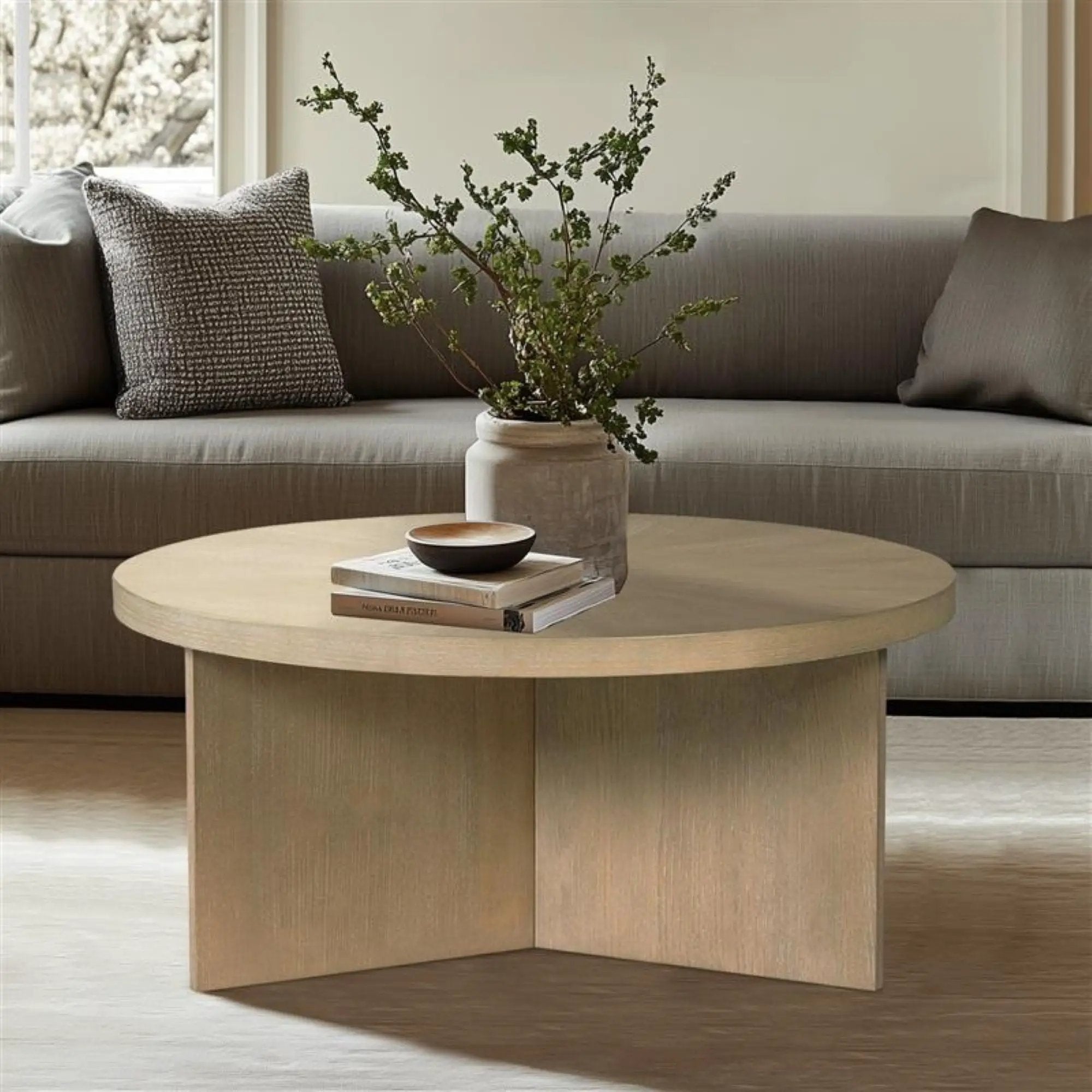 Round Coffee Table With Solid Veneer Top by Unique Piece Furniture