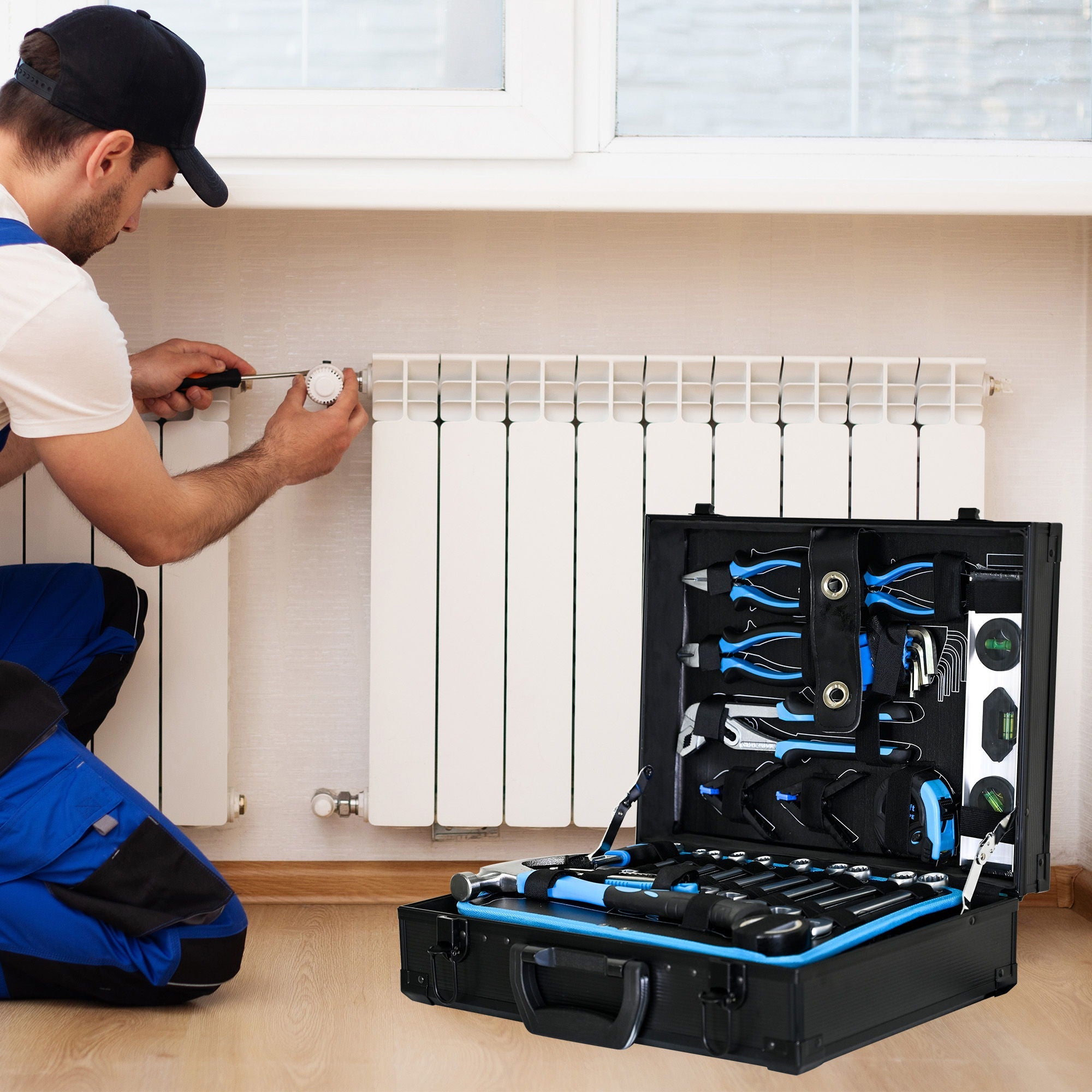 Combined Maintenance Tool Suitcase 247 Pieces Of Basic Home Maintenance Tool Set General Machinery Tool Set - Blue by HouseOfZazla