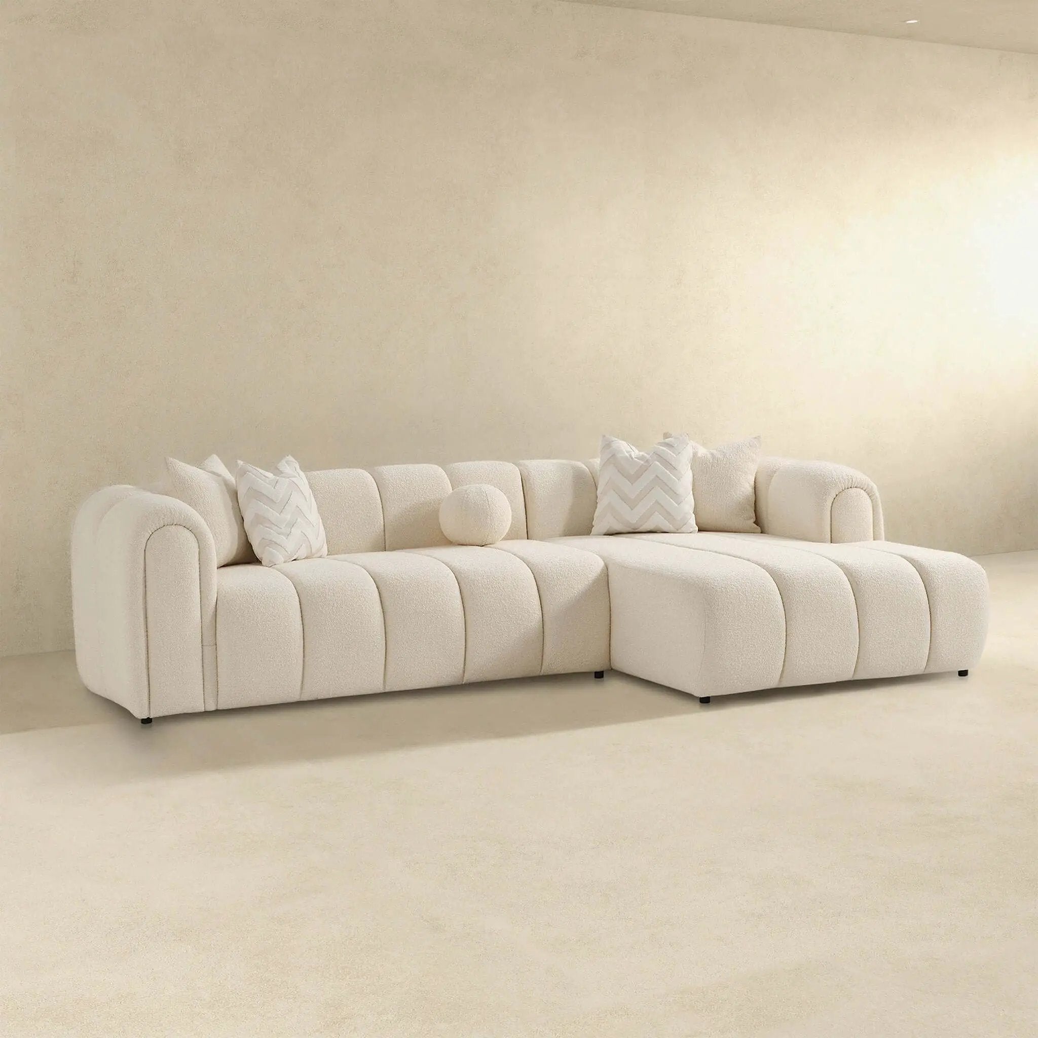 Beatrice - Modern Tufted Right Sectional Sofa - Ivory by HouseOfZazla