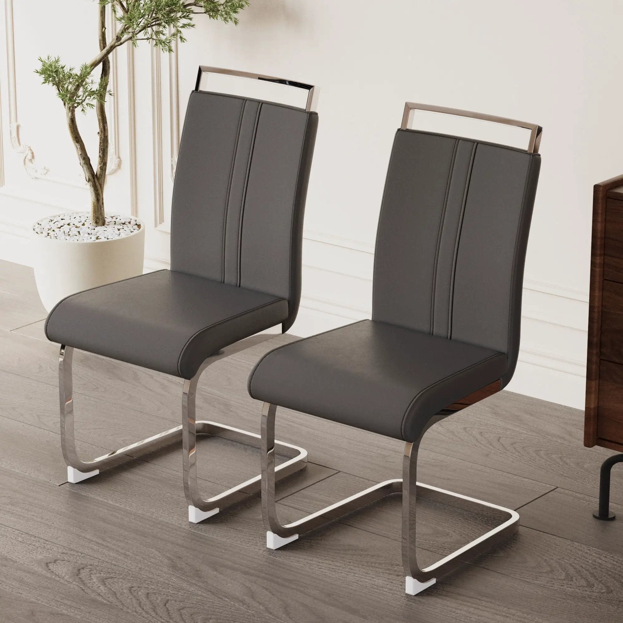 Modern Dining Chairs With Padded Seat, High Back
