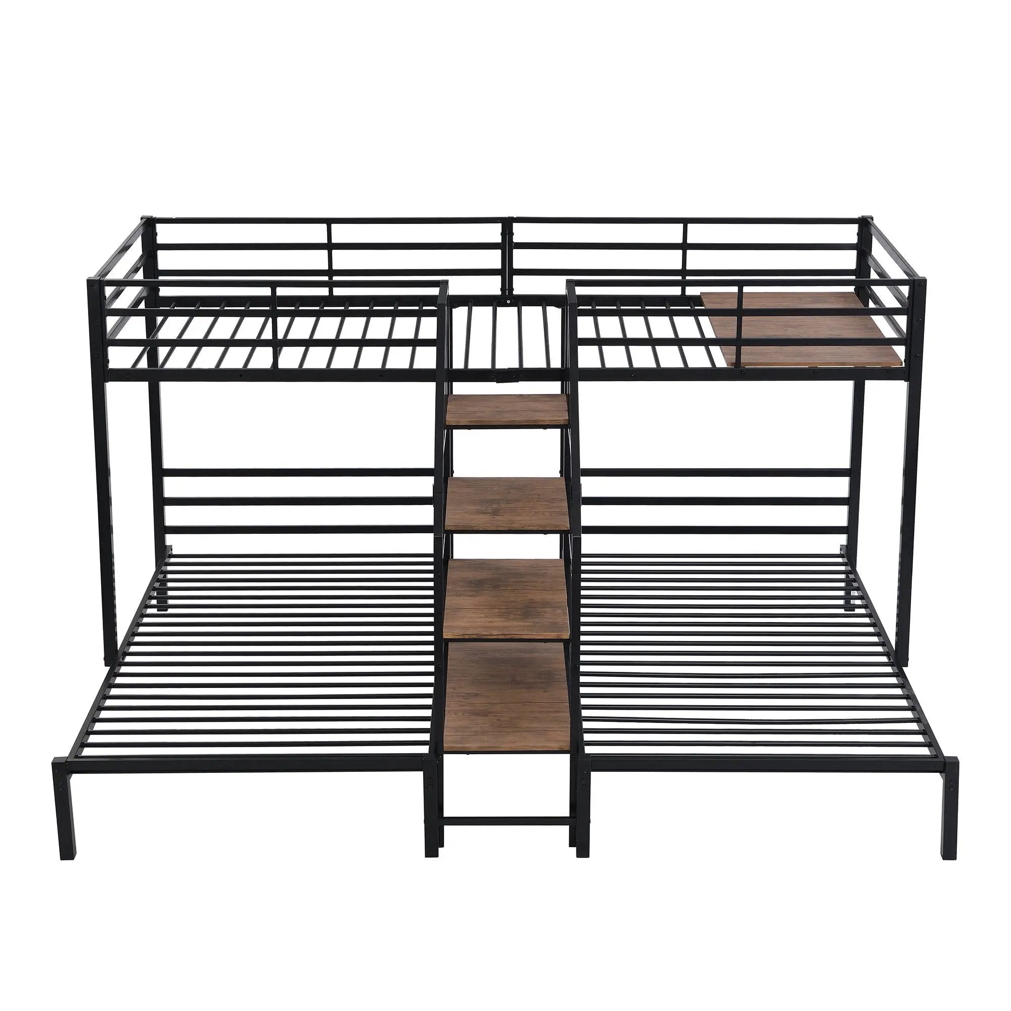 Metal Bunk Bed With Storage Shelves Staircase by HouseOfZazla