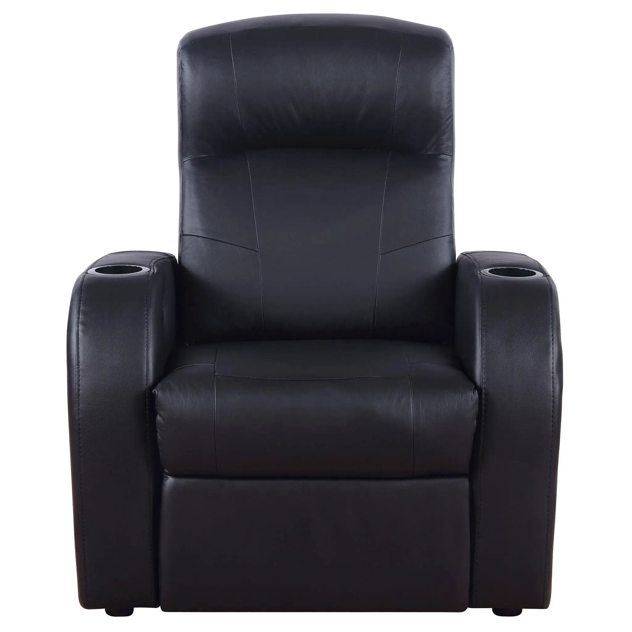 Upholstered Recliner With Cup Holder Comfort Lounge Chair - Black by HouseOfZazla
