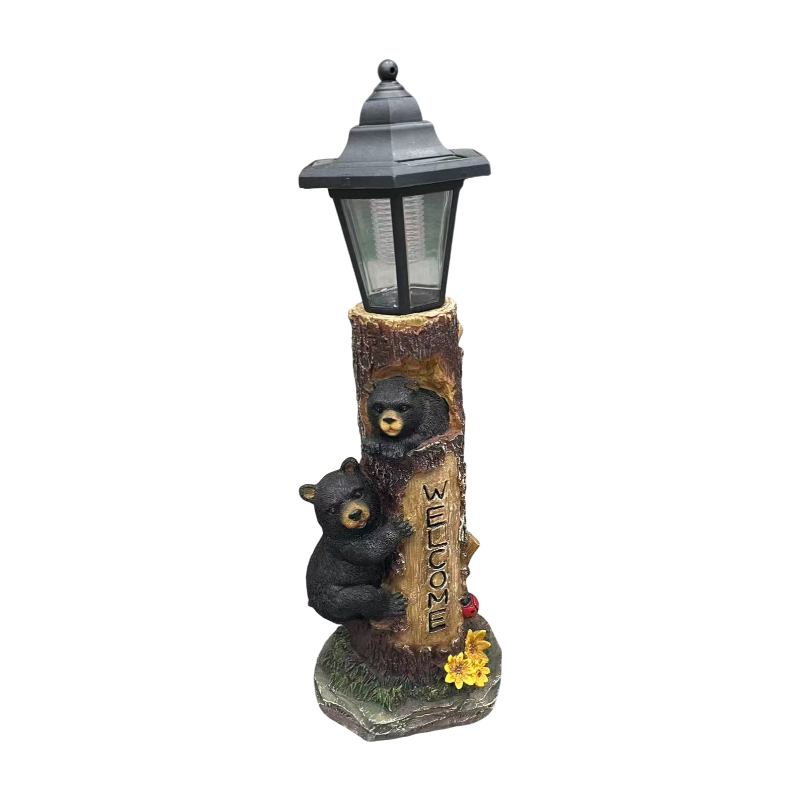 Solar-Powered Bear Welcome Statue by HouseOfZazla