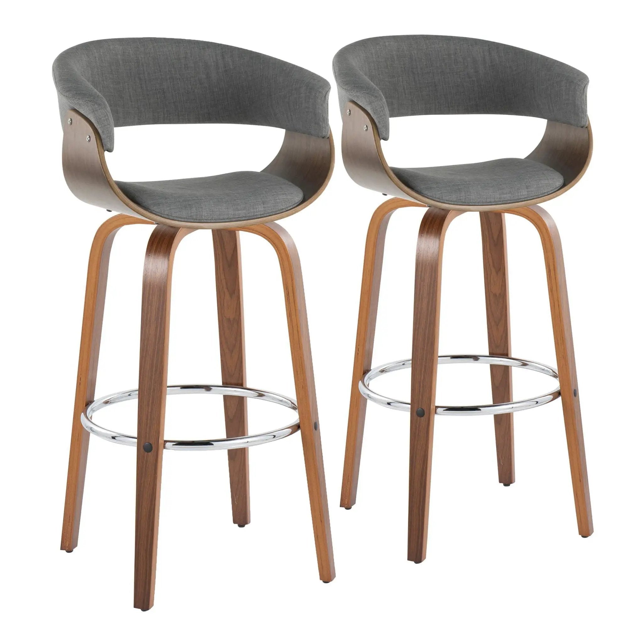 Vintage Mod - Mid Century Modern Fixed Height Barstool With Swivel With Round Footrest (Set of 2) by Unique Piece Furniture