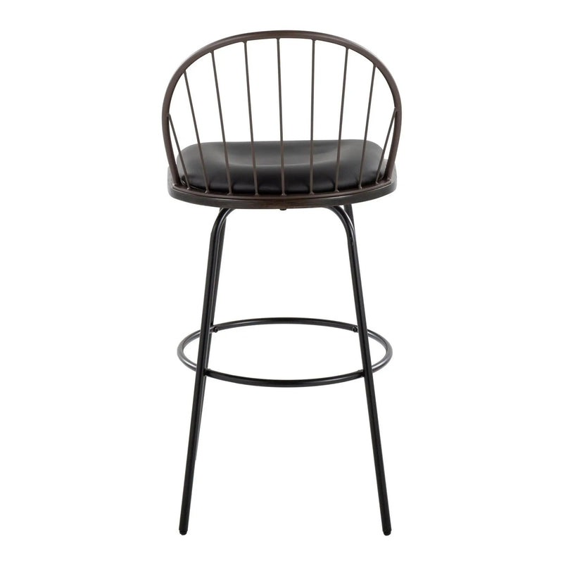 Riley - Claire Farmhouse Fixed Height Barstool With Swivel With Round Footrest (Set of 2) by HouseOfZazla