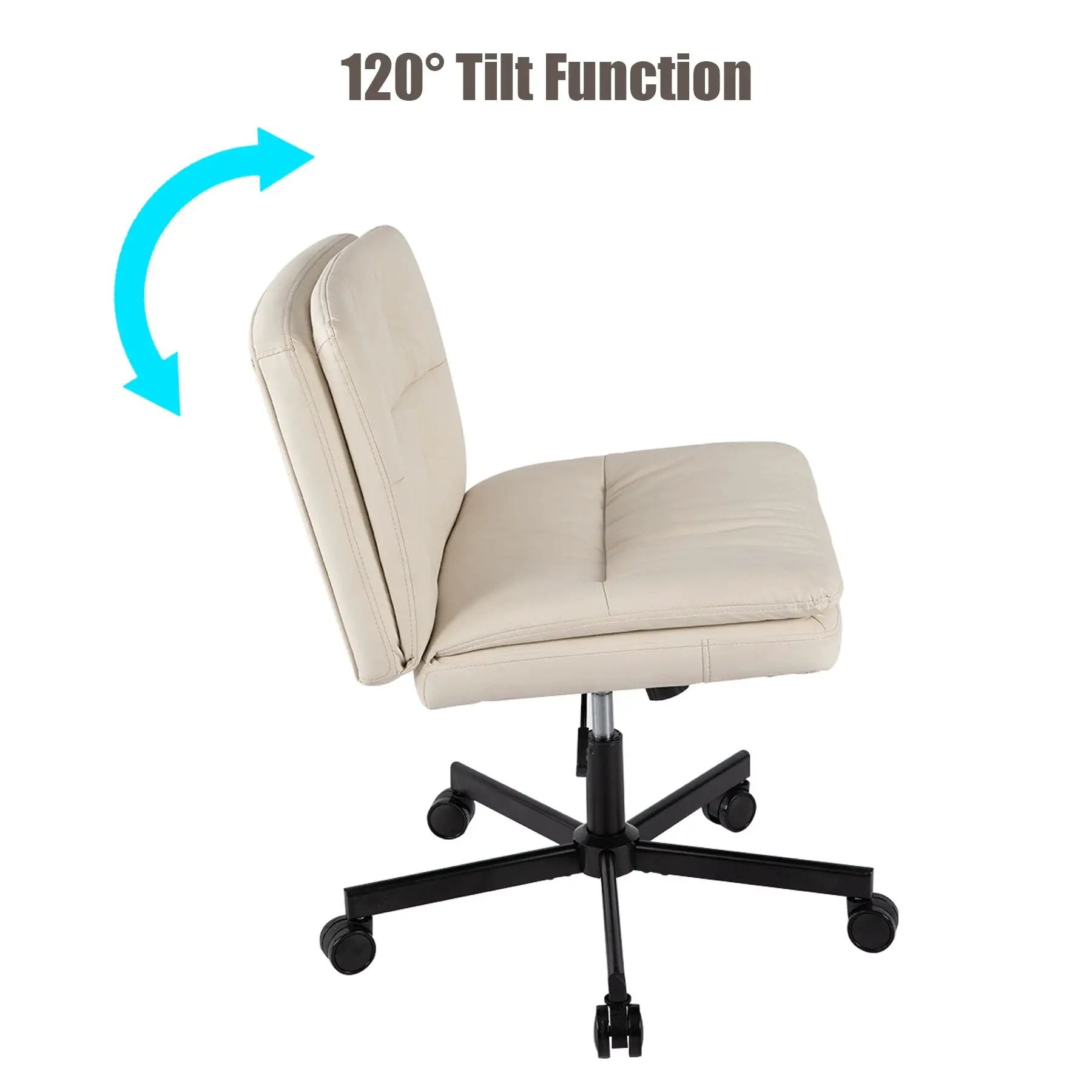 Large Size Swivel Home Office Desk Chair Armless Office Room Chair - Beige by HouseOfZazla
