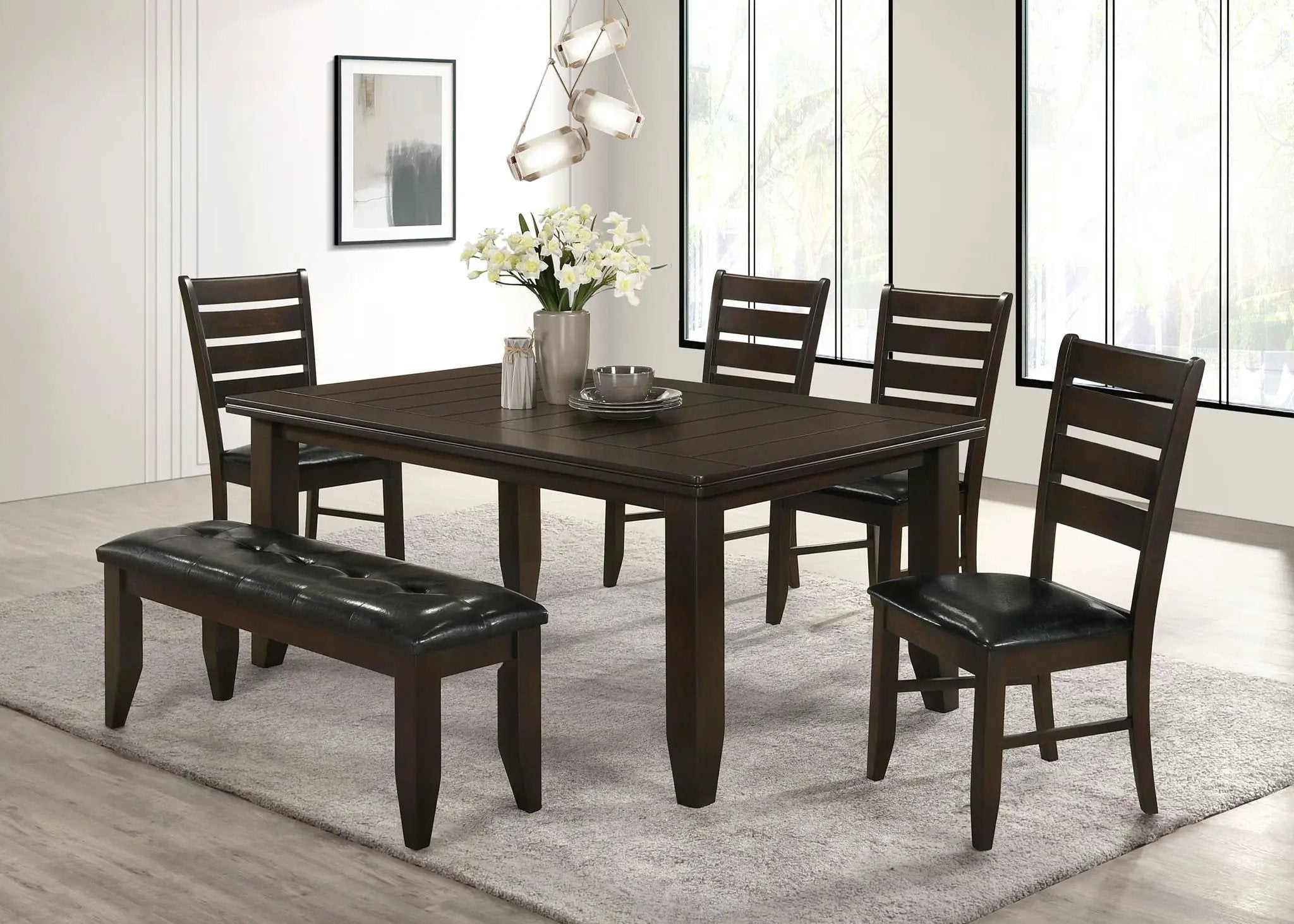 Dalila Leatherette Upholstered Wood Dining Bench Cappuccino by Unique Piece Furniture