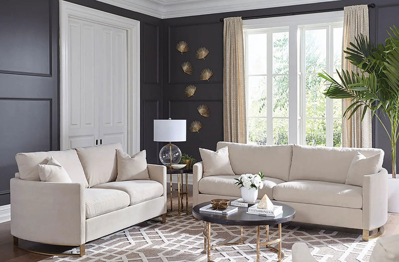 Corliss 2-piece Upholstered Arched Arm Sofa Set Beige by Unique Piece Furniture