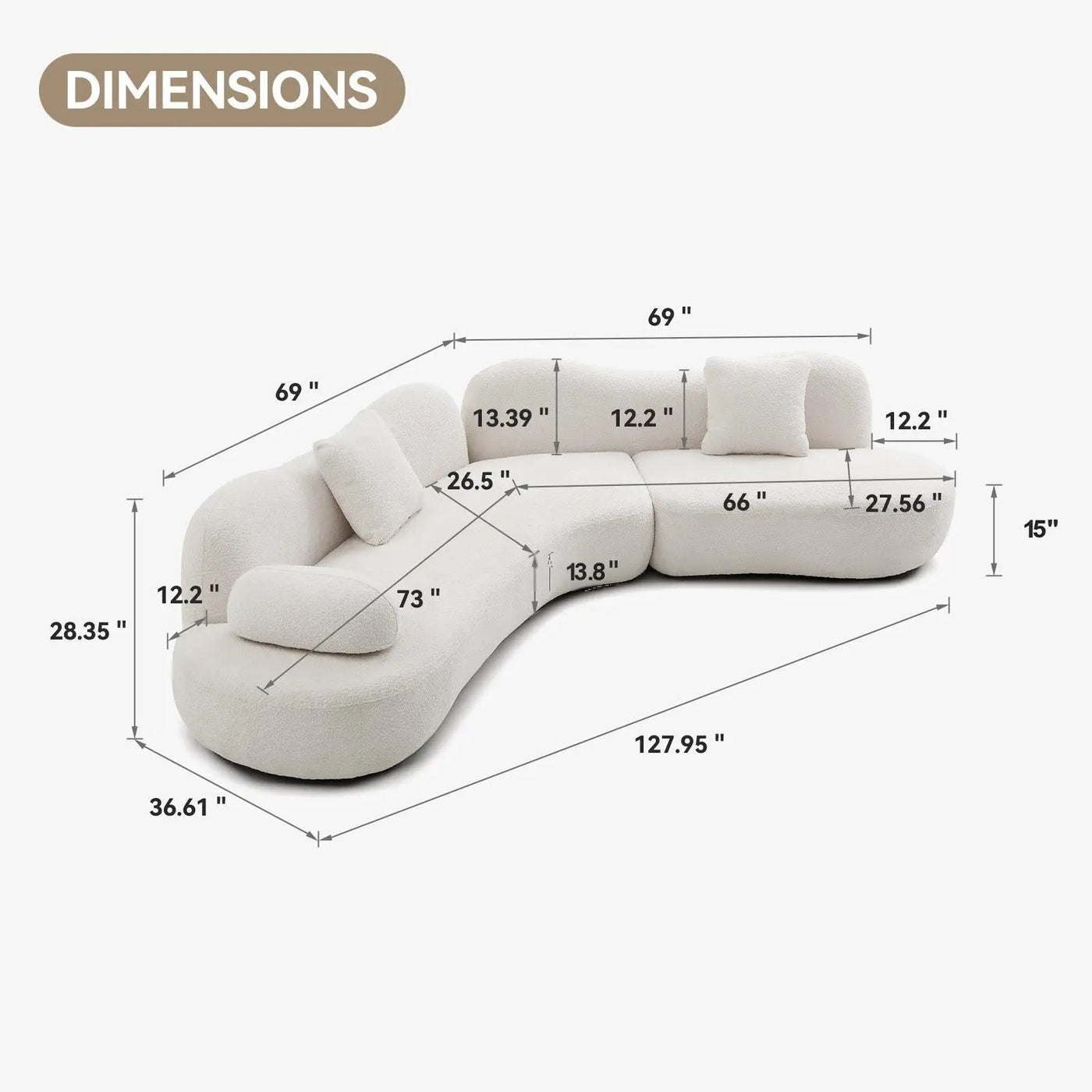 Modern Curved Modular 5 Seater Sofa by HouseOfZazla