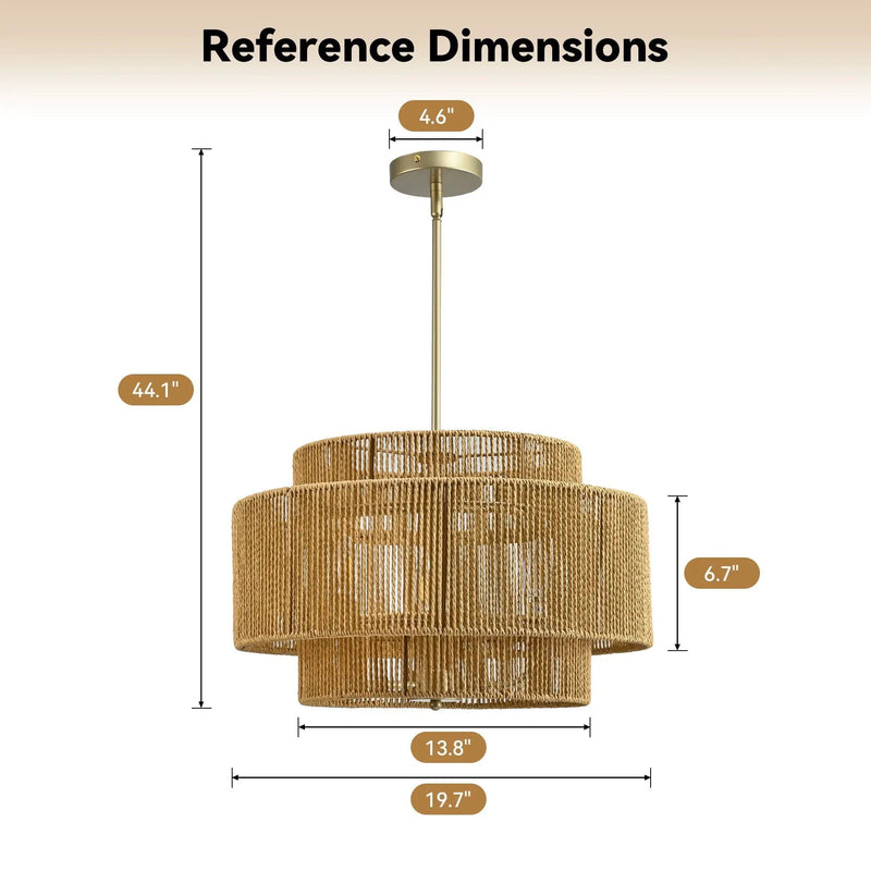 Boho Rattan 3-Light Chandelier by HouseOfZazla