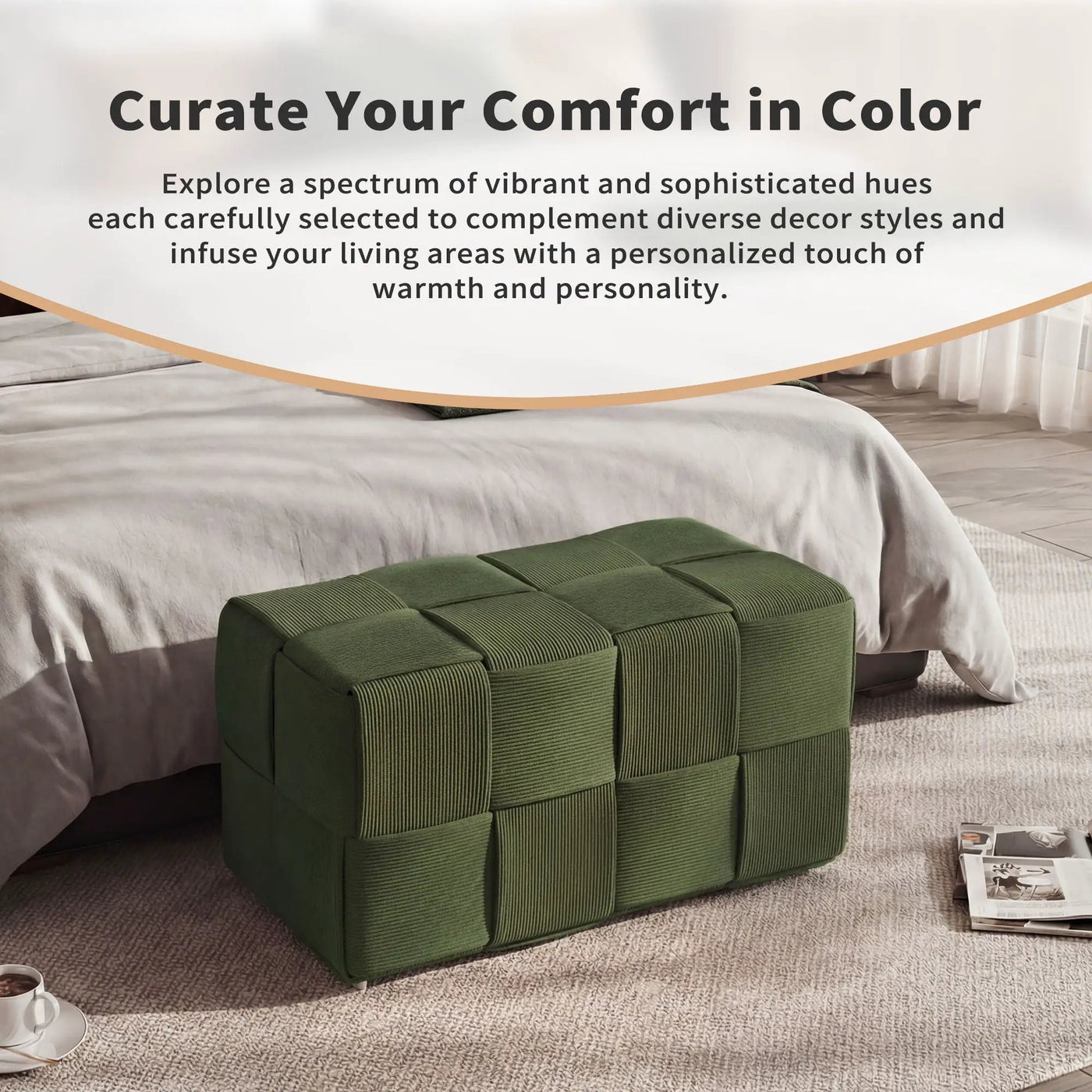 Modern Ottoman Foot Rest With Woven Design by Unique Piece Furniture