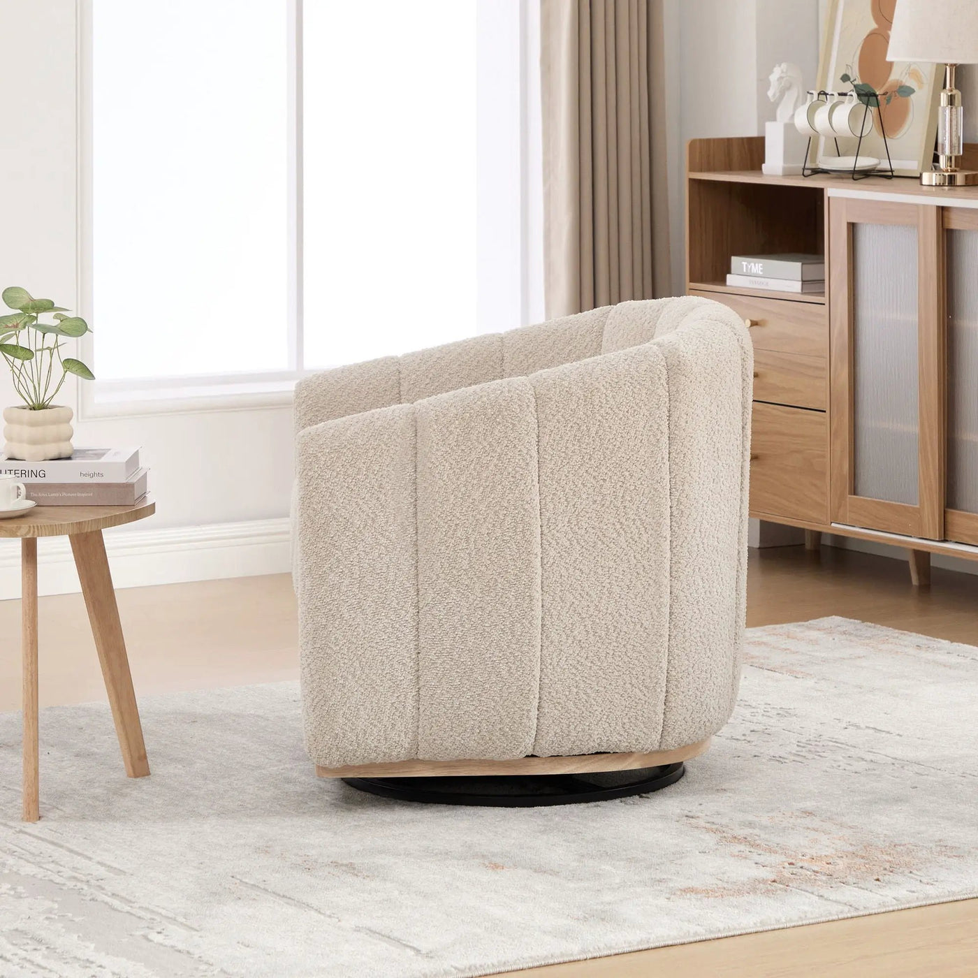 Swivel Upholstered Barrel Chair With Metal Base by HouseOfZazla