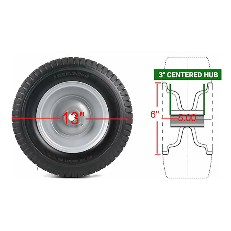 Flat Free Tire And Wheel Assemblies For Riding Lawn Mowers With 3" Hub - Black by HouseOfZazla