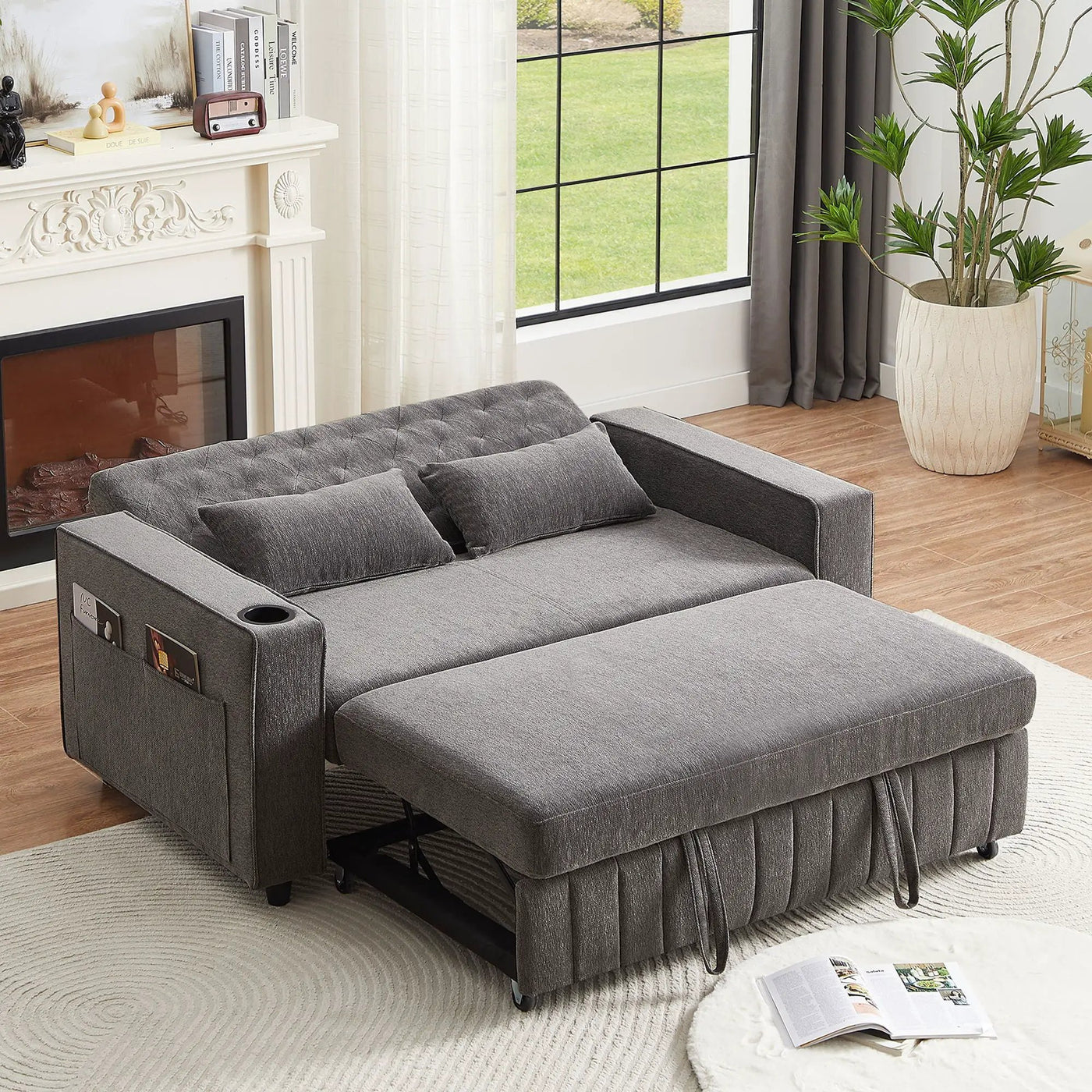 Pull-Out Sofa Bed Convertible Couch With Adjustable Backrest For Living Room by Unique Piece Furniture