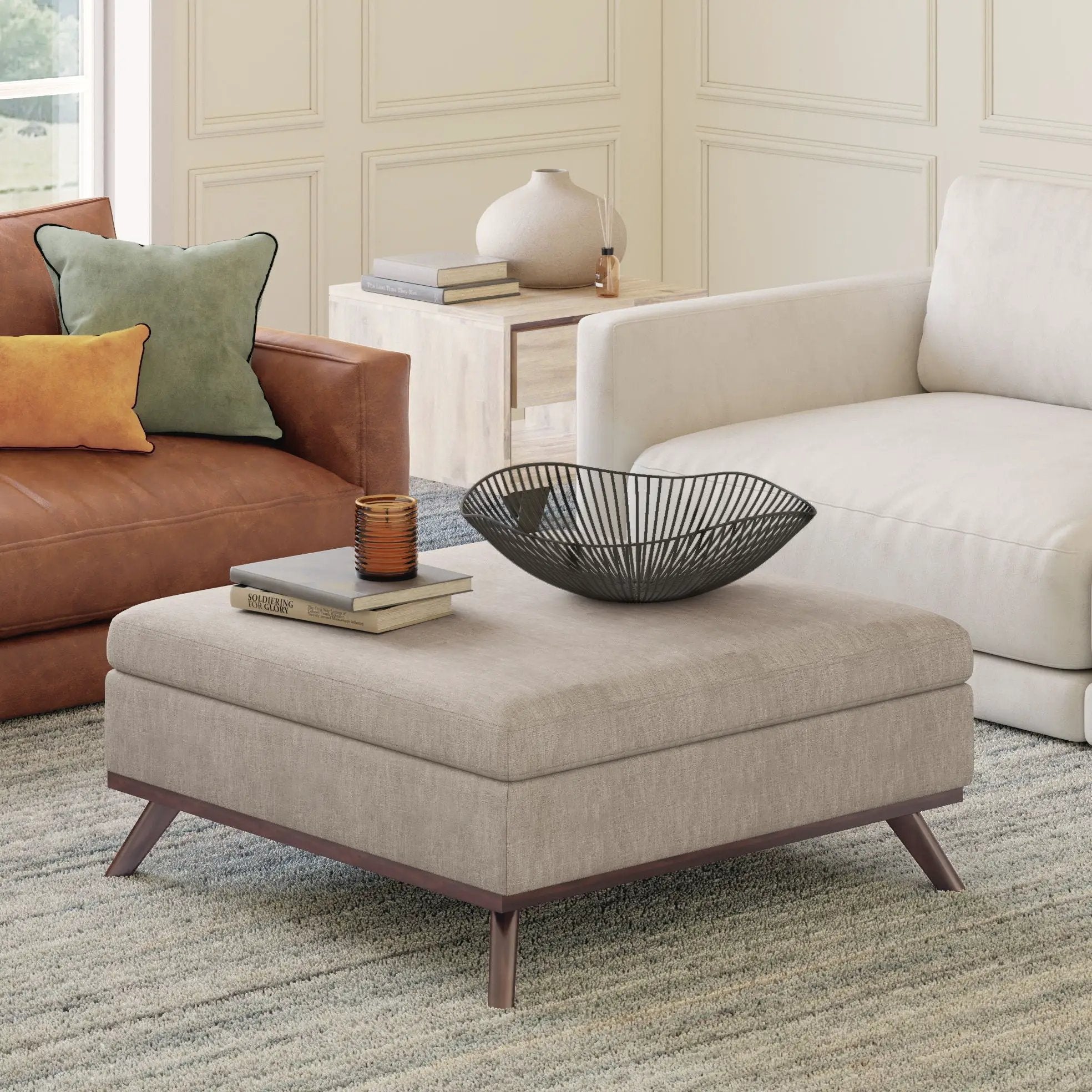 Owen - Multifunctional Square Coffee Table Storage Ottoman by HouseOfZazla