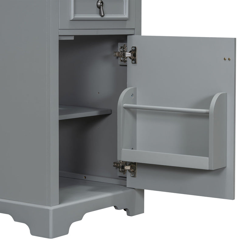 Elegant Bathroom Vanity With Ceramic Sink, Soft Close Door, Adjustable Shelf by HouseOfZazla