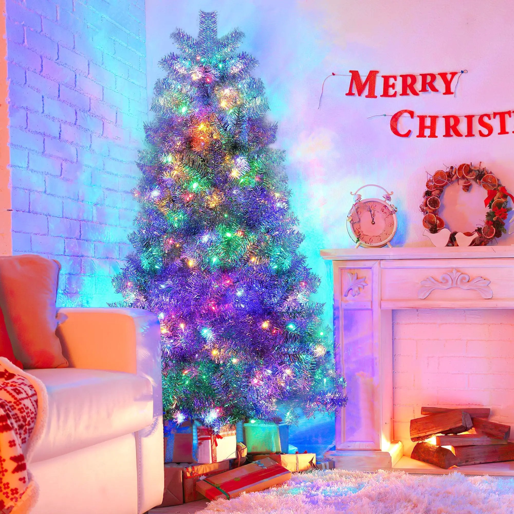 6FT Sliver Pre-Lit Artificial Christmas Tree by HouseOfZazla