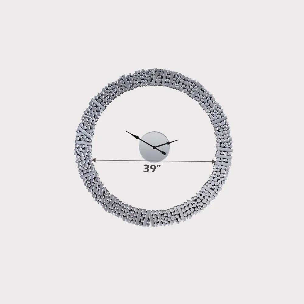 Kachina - 39" Wall Clock - Mirrored & Faux Gems by Unique Piece Furniture