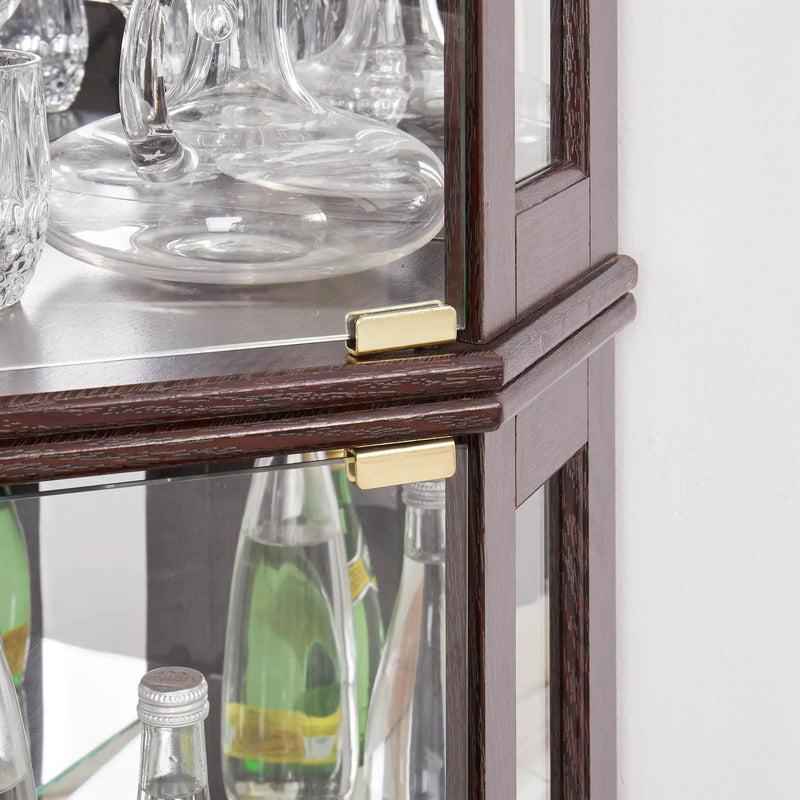 Corner Glass Cabinet Lighted Curio Cabinet in Dark Cherry by HouseOfZazla