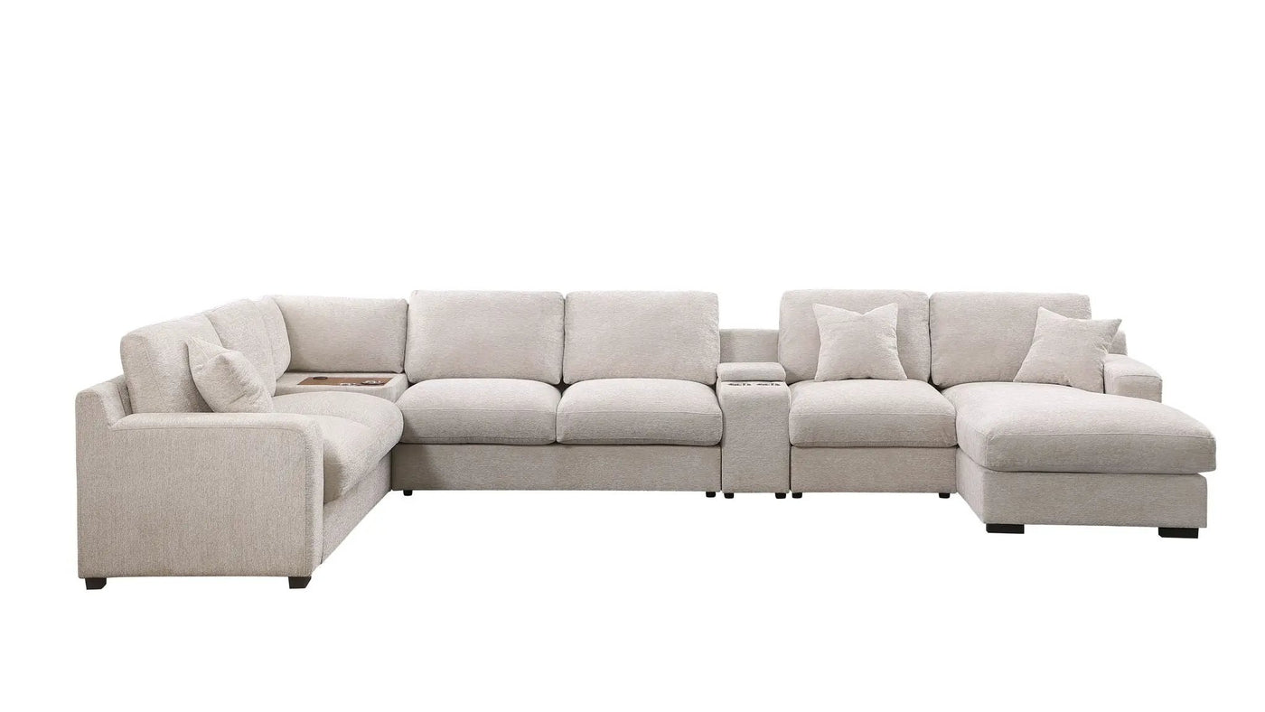 Celine - Fabric Corner Sectional Sofa With Right-Facing Chaise, Cupholders, And Charging Ports by HouseOfZazla