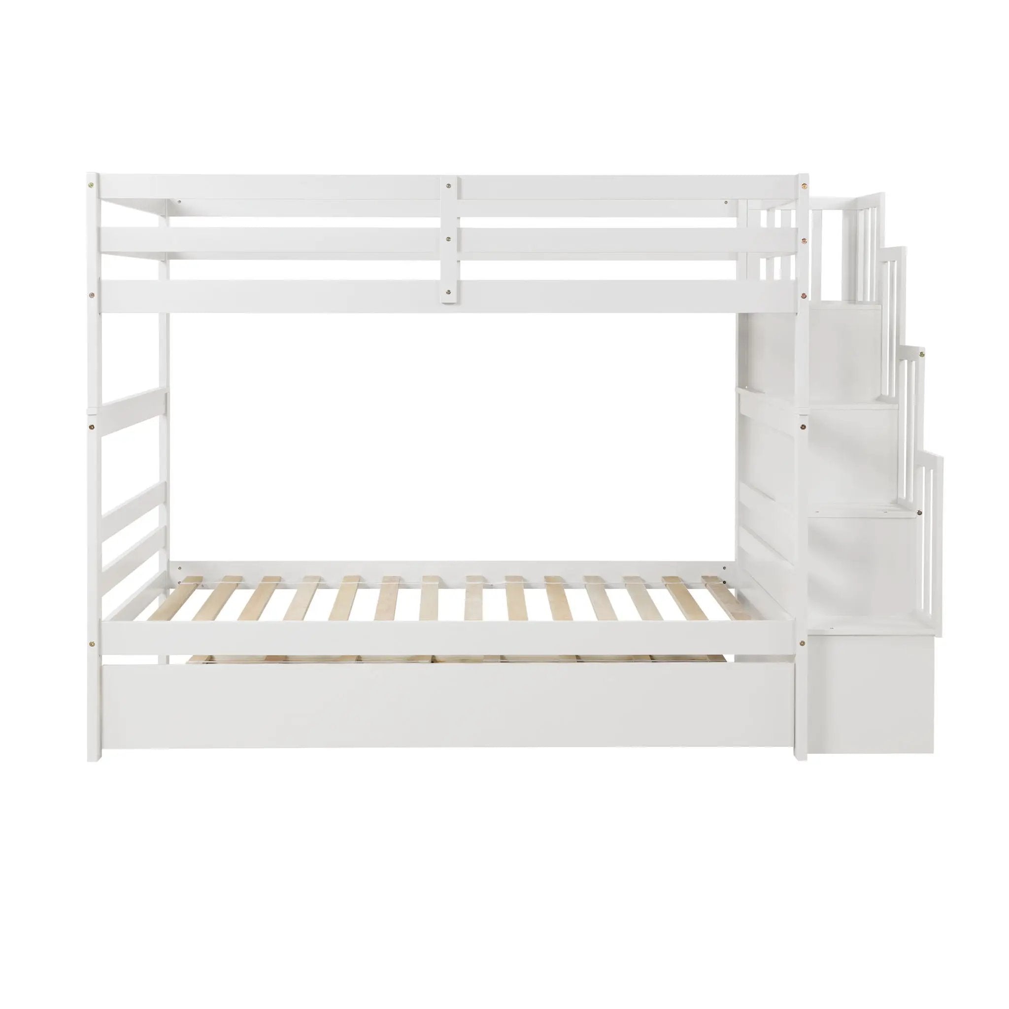 Twin Over Twin Bunk Beds With Twin Trundle And Stairway Storage Function by Unique Piece Furniture