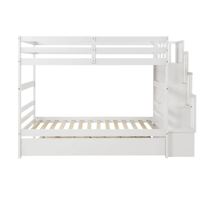 Twin Over Twin Bunk Beds With Twin Trundle And Stairway Storage Function by Unique Piece Furniture