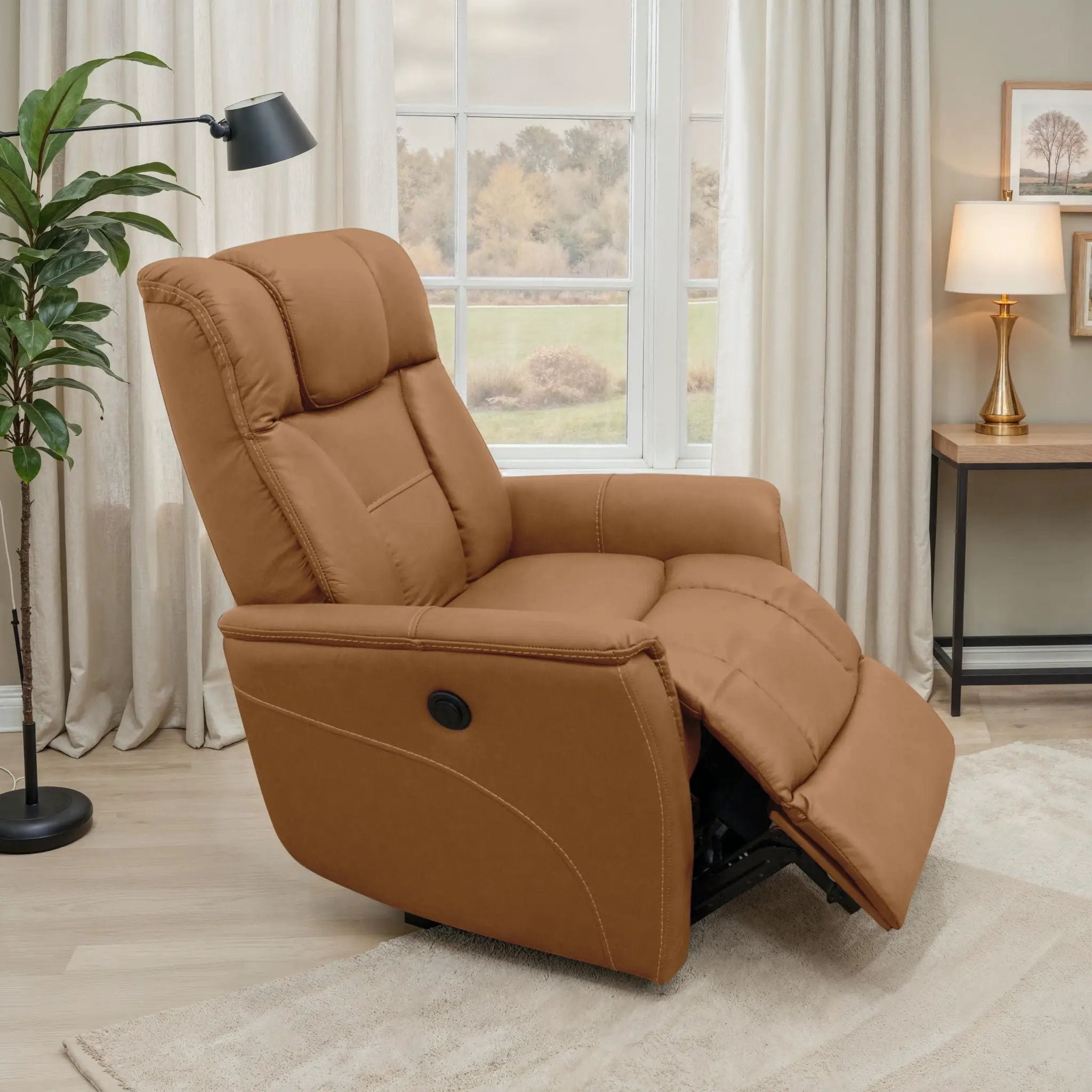 Oslo - Power Recliner With Manual Adjustable Headrest And Power Footrest - Brown by Unique Piece Furniture