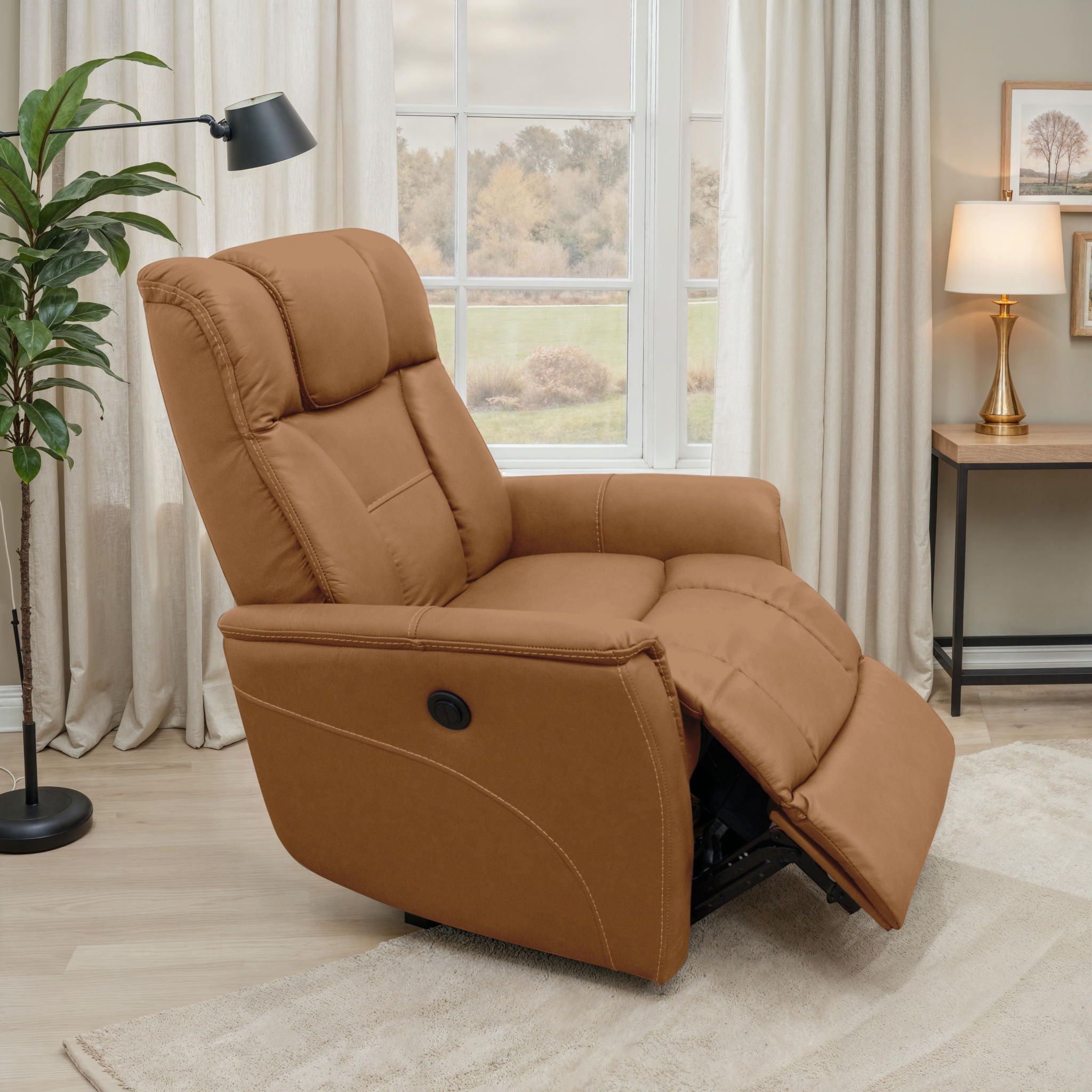 Oslo - Power Recliner With Manual Adjustable Headrest And Power Footrest - Brown by HouseOfZazla