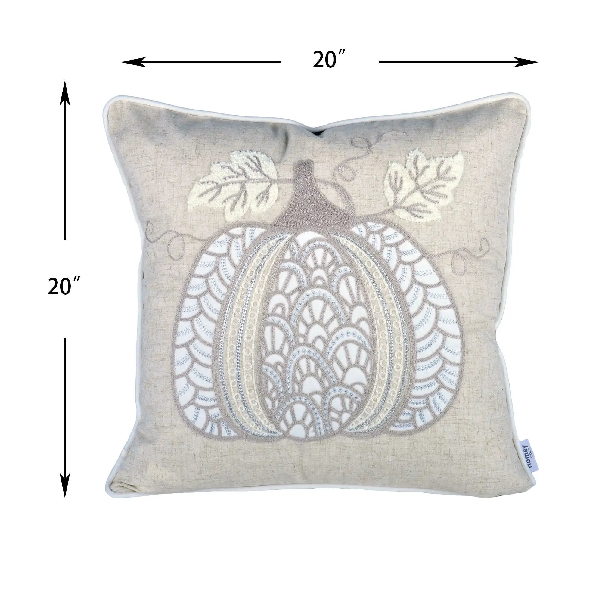 Lace Embroidered Pumpkin Throw Pillow - Natural by Unique Piece Furniture