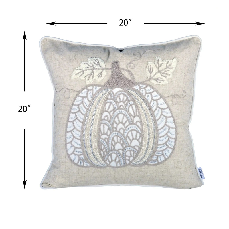 Lace Embroidered Pumpkin Throw Pillow - Natural by Unique Piece Furniture