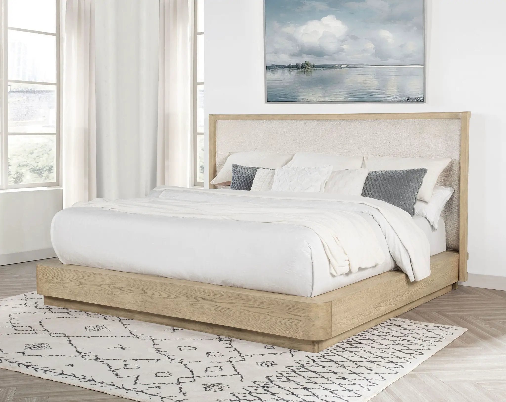 Kailani 52-inch California King Wingback Bed Beige Oak by Unique Piece Furniture