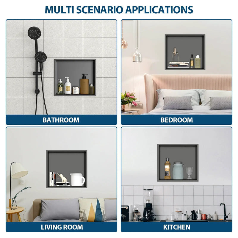 Stainless Steel Shower Niche With Seamless Design For Bathroom Storage by HouseOfZazla