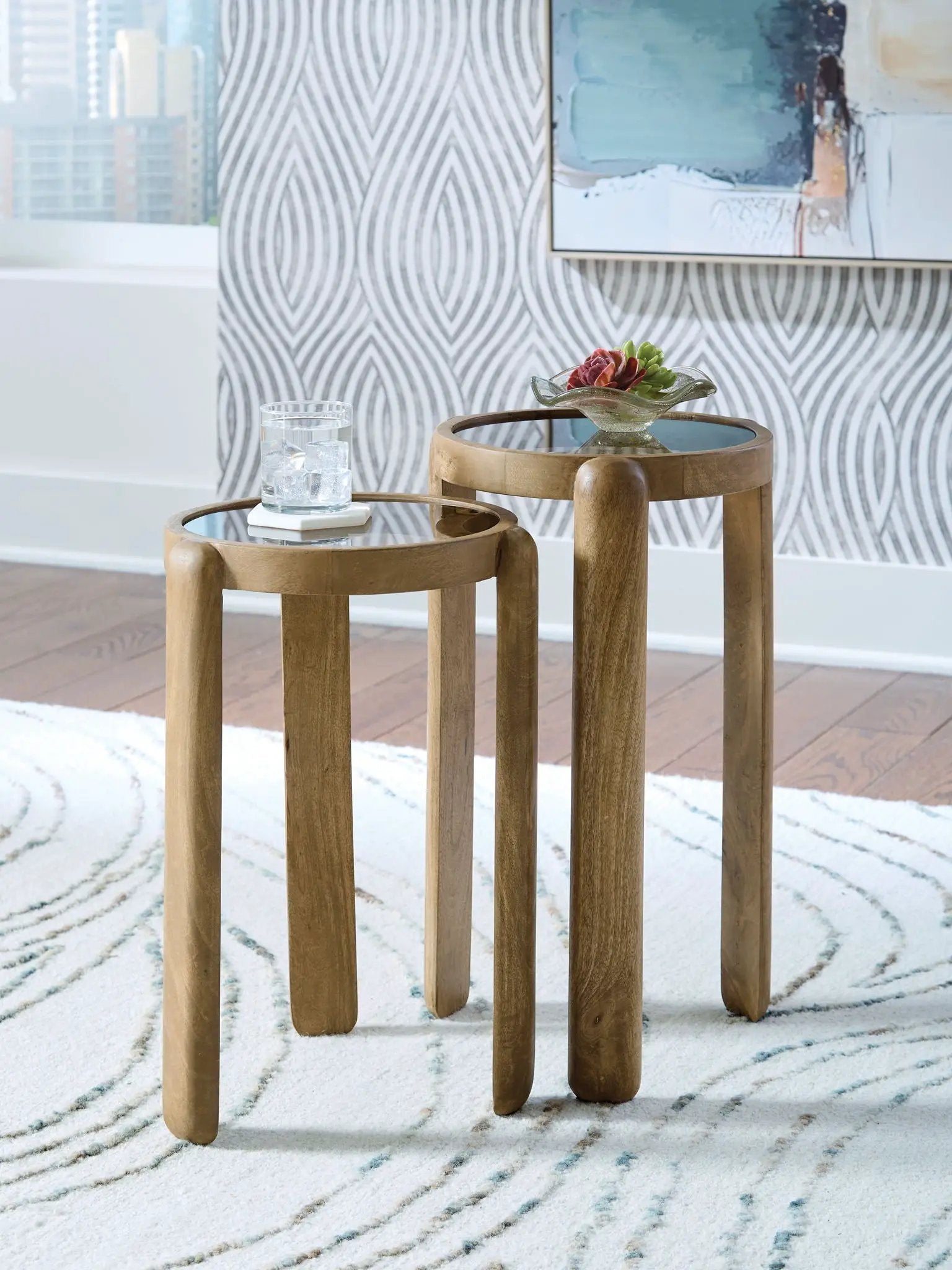 Jossor - Accent Table Set (Set of 2) - Light Brown by Unique Piece Furniture