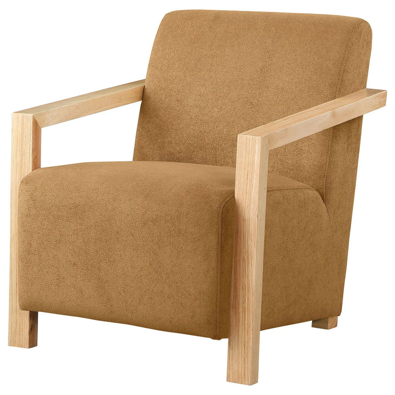 Diego Upholstered Accent Arm Chair with Wood Arms Honey by Unique Piece Furniture