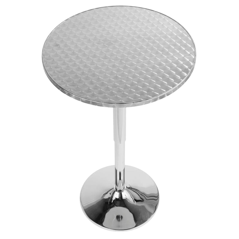 Bistro - Contemporary Adjustable Round Bar Table - Silver by Unique Piece Furniture