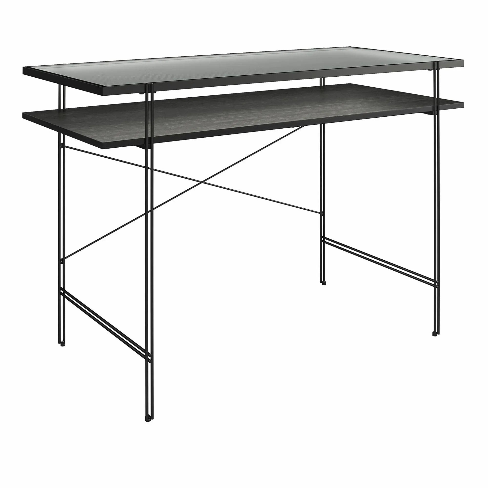 Vance - Computer Desk With Fluted Glass Desktop - Black by Unique Piece Furniture