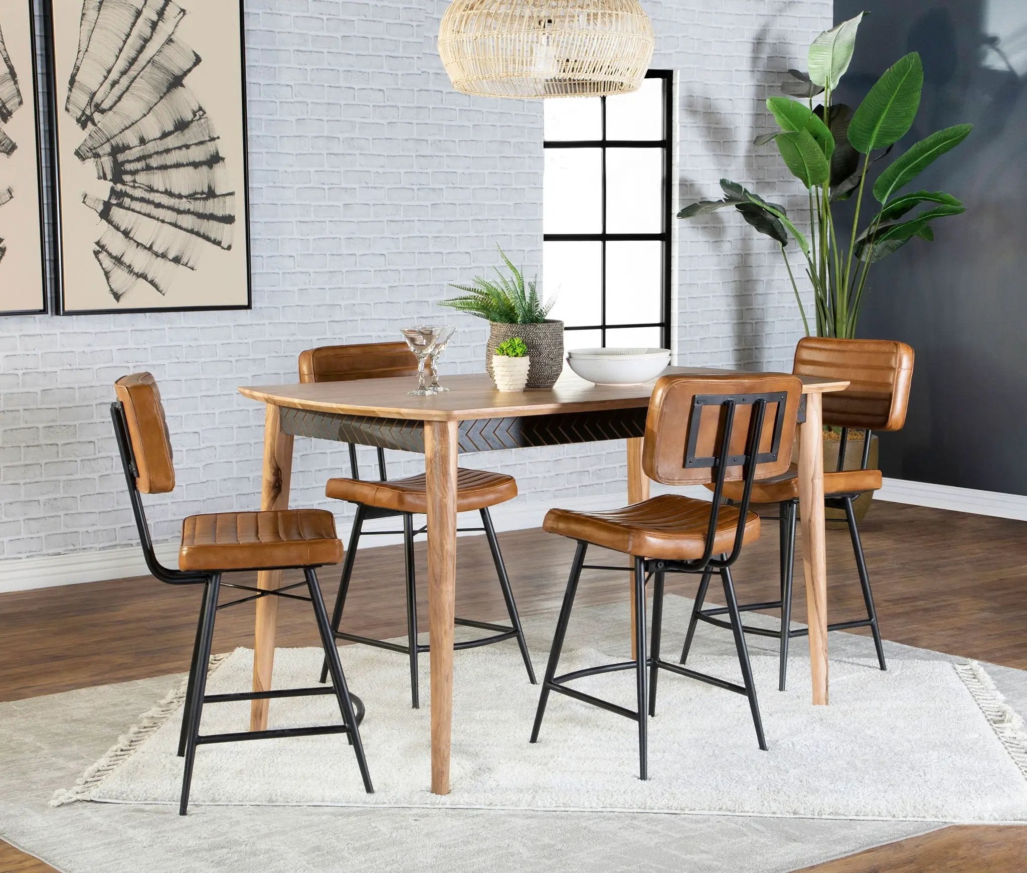 Partridge 5-piece Counter Dining Set Sheesham and Camel by Unique Piece Furniture