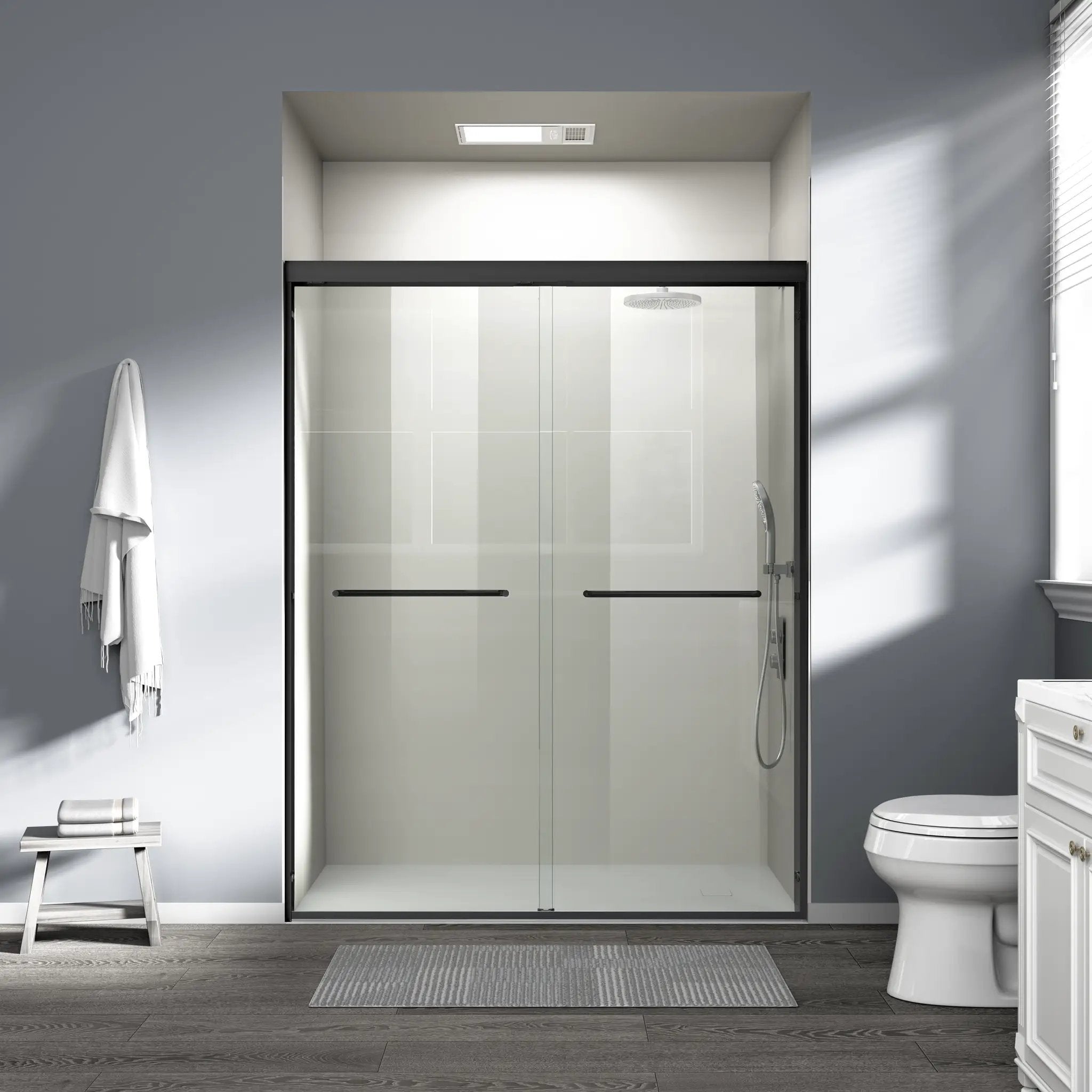 56-60 in. W x 72 in. H Double Sliding Shower Door, Semi-Frameless by HouseOfZazla