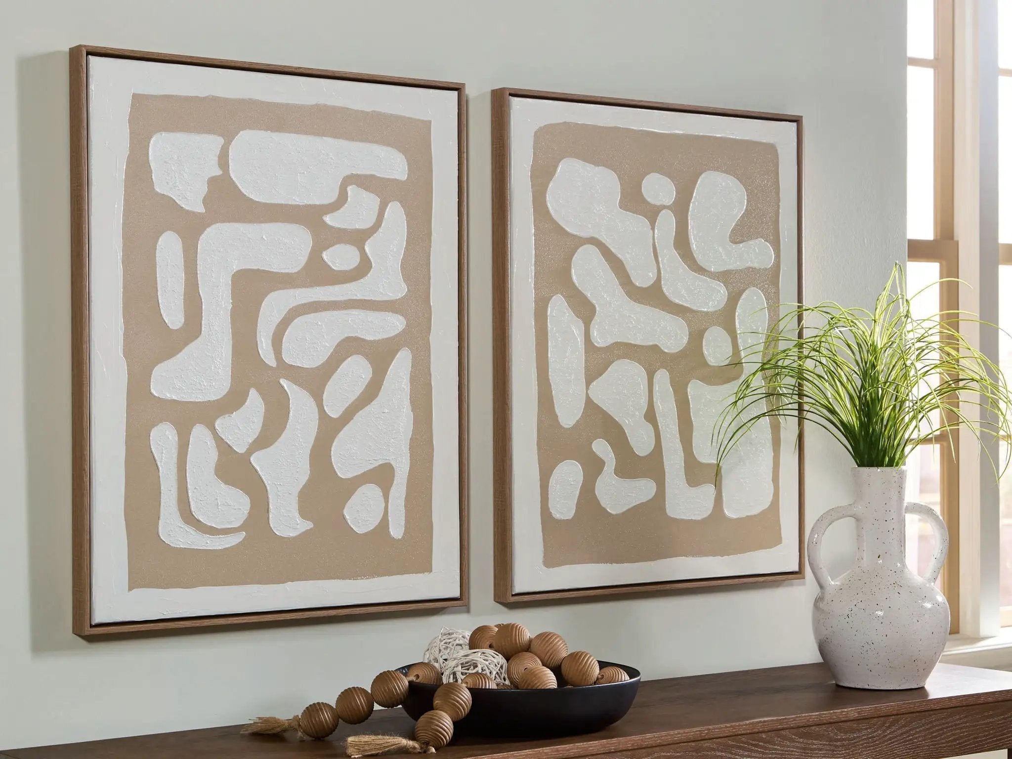 Waldett - Wall Art Set (Set of 2) - Beige / White by Unique Piece Furniture