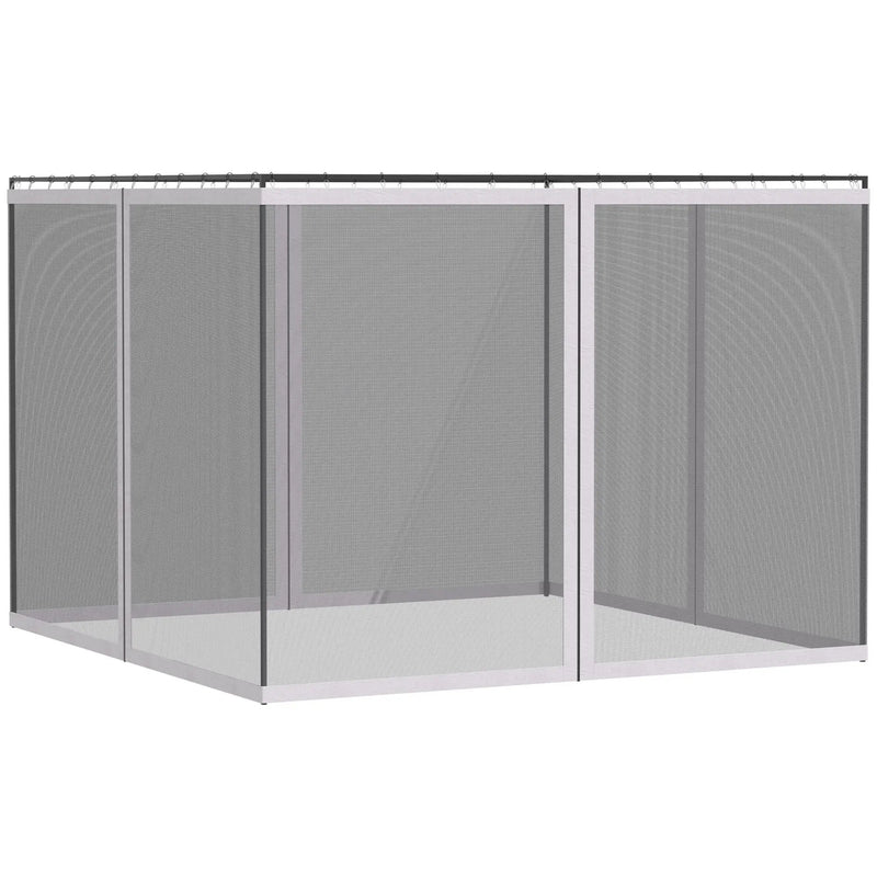 Outsunny - 10' x 13' Replacement Mesh Sidewall Netting For Patio Gazebos And Canopy Tents With Zippers (Sidewall Only) - White by Unique Piece Furniture