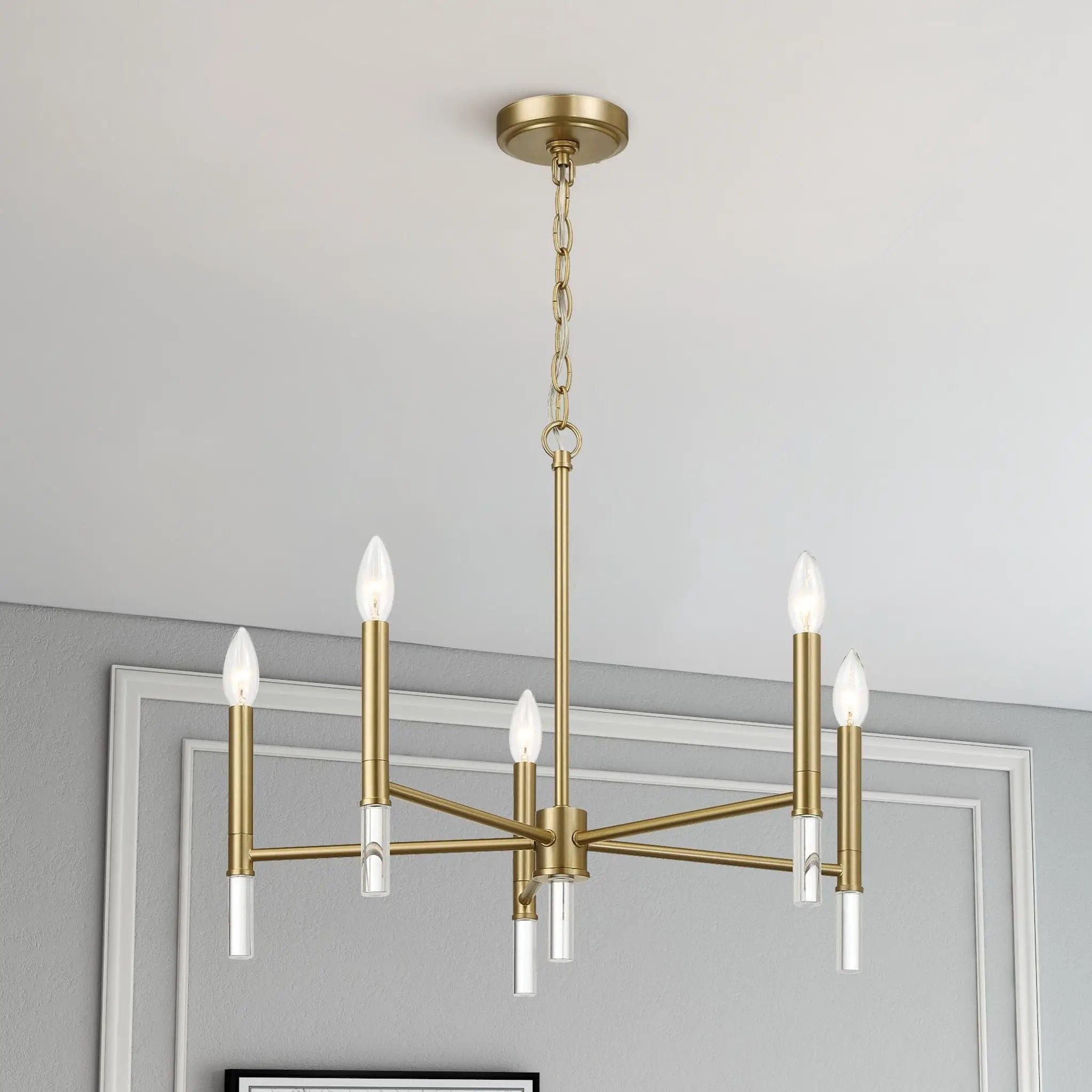 Courtyard - 5 Light Candle Chandelier - Clear / Gold by HouseOfZazla
