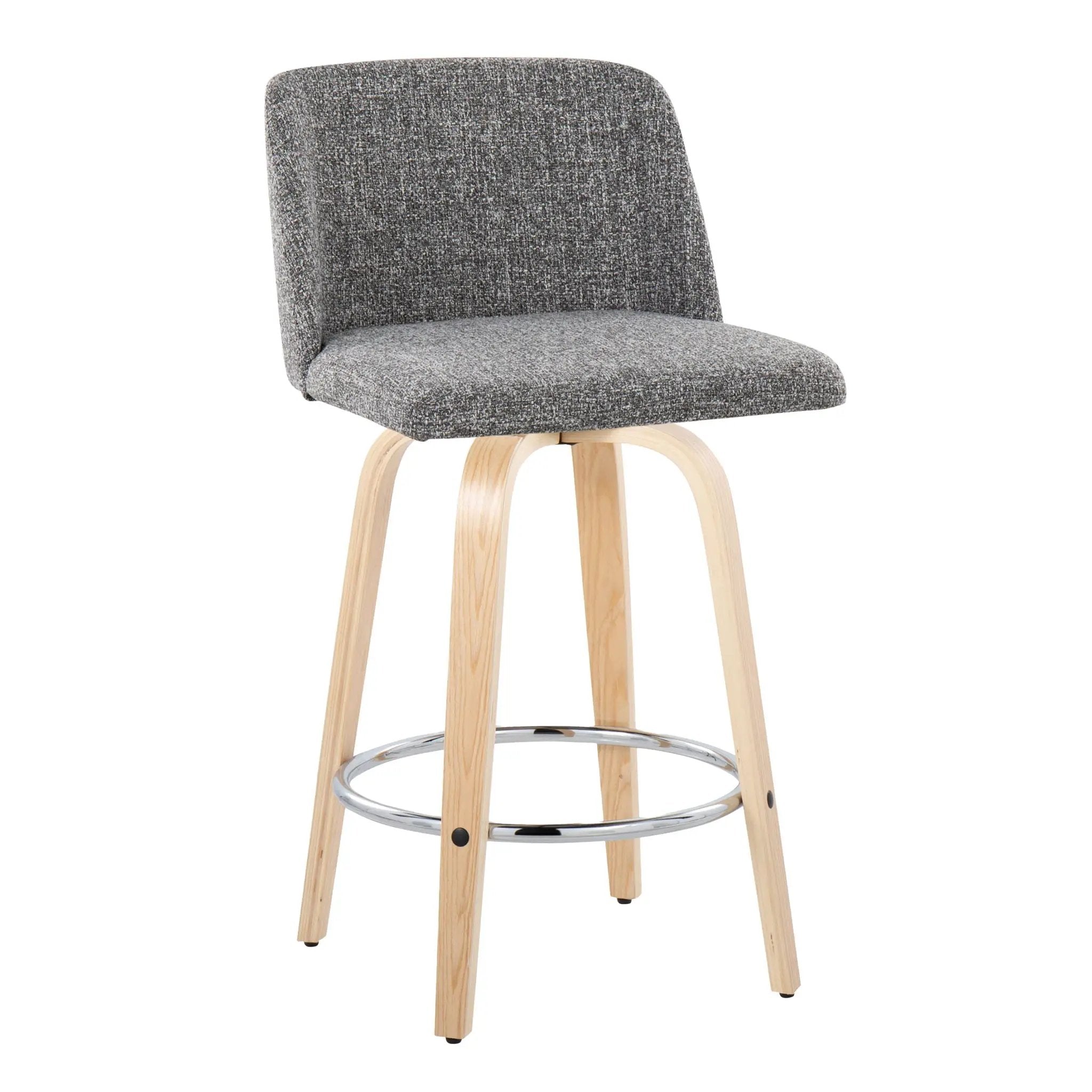 Toriano - Contemporary Fixed-Height Counter Stool With Swivel And Round Footrest (Set of 2) by Unique Piece Furniture