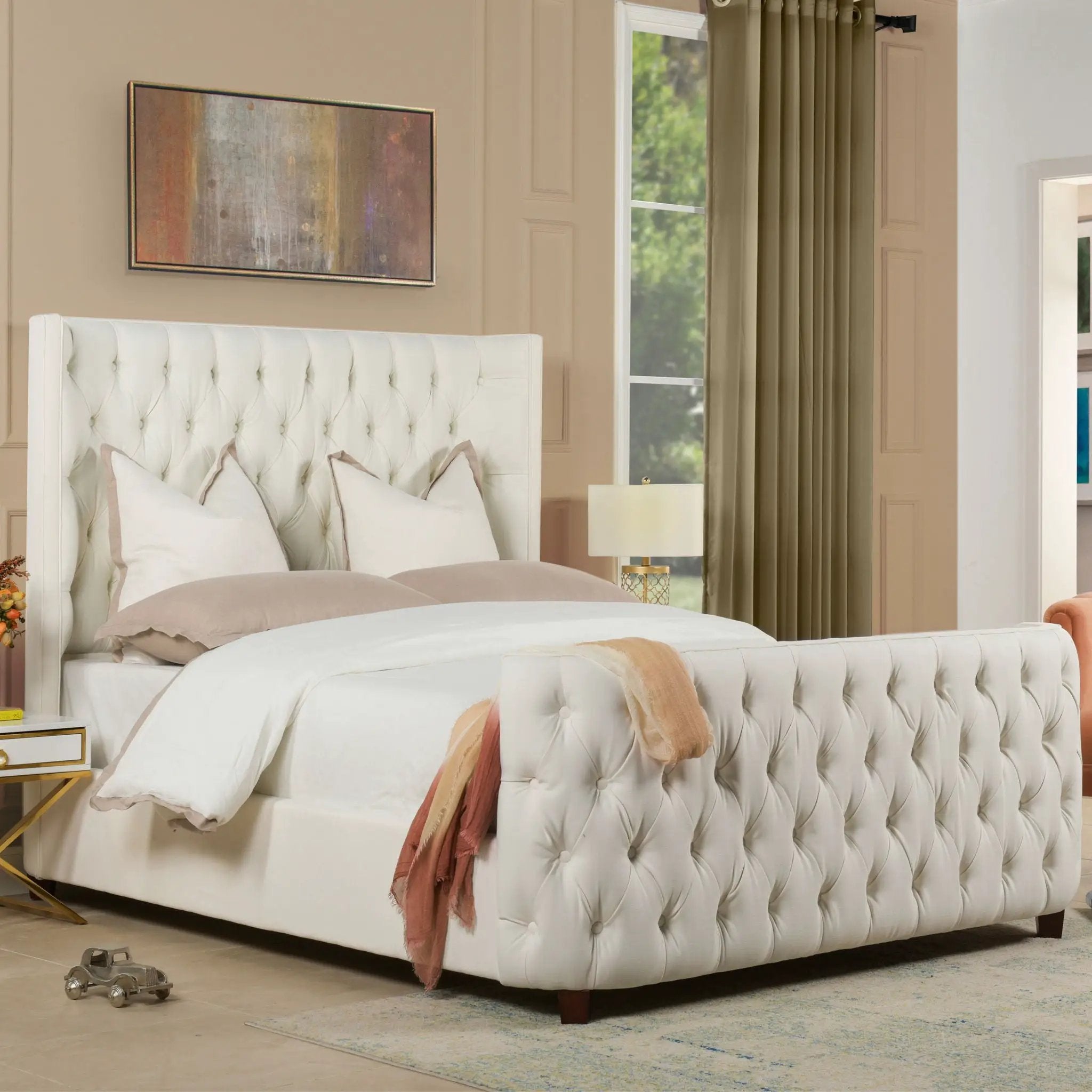Brooklyn - Tufted Panel Bed Headboard And Footboard Set by HouseOfZazla
