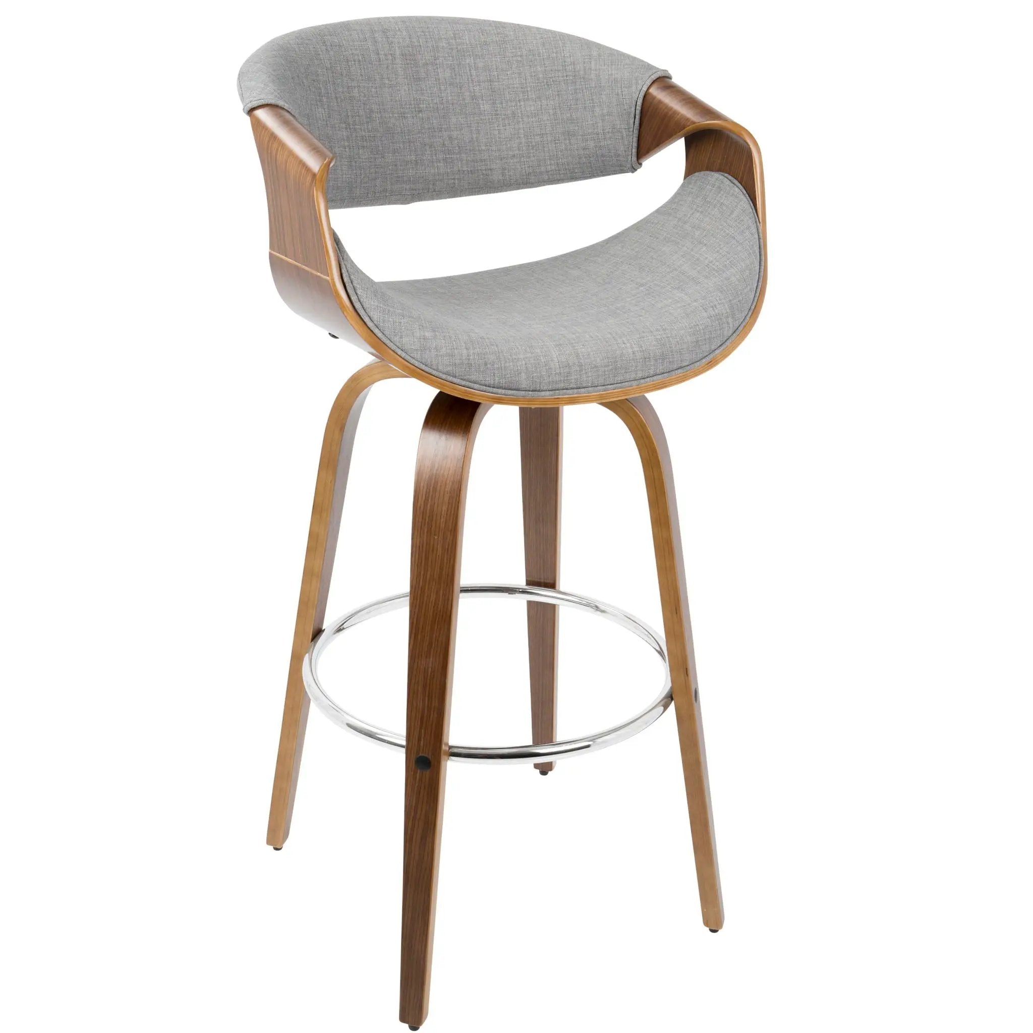 Curvini Mid - Century Modern Fixed Height Barstool With Swivel (Set of 2) by Unique Piece Furniture