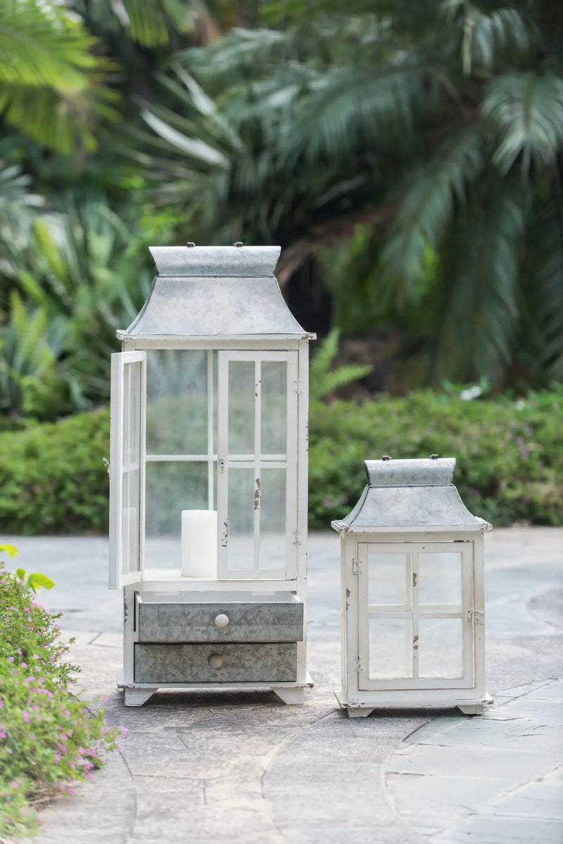 Wooden Candle Lantern Decorative, Hurricane Lantern Holder Decor For Indoor Outdoor, Home Garden Wedding - Ivory by Unique Piece Furniture